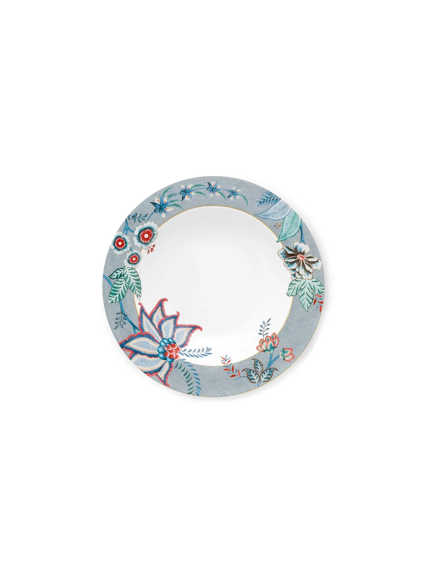 PIP STUDIO | Suppenteller 21,5cm Flower Festival Dark Pink | hellblau